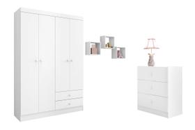 Conjunto Quarto Infantil Louise Branco 3 Peças - AJL Móveis