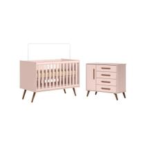 Conjunto Quarto Infantil Retro Berço e Comoda Jacarta Rosa Conjunto Quarto Infantil Retro Berço e Comoda Jacarta Rosa