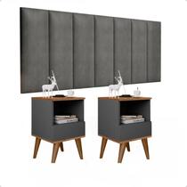 Conjunto Quarto Mesas De Cabeceira Pix 1,60 Onix/Freijo ENVIA SOMENTE 01 KIT