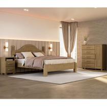 Conjunto Quarto Ouro: Cama Queen, Cômoda Sapateira e 2 Mesas Cabeceiras Freijó Madeira Pinus Conjunto Quarto Ouro: Cama Queen, Cômoda Sapateira e 2 Mesas Cabeceiras Freijó Madeira Pinus
