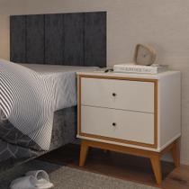 Conjunto Quarto Solteiro Cabeceira Autocolante e 1 Mesa de Cabeceira 2 Gavetas Corrediça Telescópica