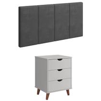 Conjunto Quarto Solteiro Cabeceira de Cama 0,90 cm + Mesa de Cabeceira Grecia Plus