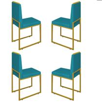 Conjunto Quatro Cadeiras Sala Jantar BARCELONA Dourado/Veludo