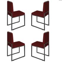 Conjunto Quatro Cadeiras Sala Jantar BARCELONA Preto/Veludo