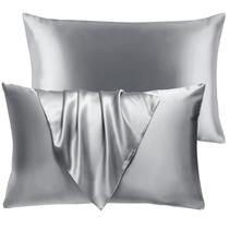 Conjunto Queen Size Pillow BHZ, 2 estojos de cetim, cinza refrescante Conjunto Queen Size Pillow BHZ, 2 estojos de cetim, cinza refrescante