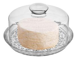 Conjunto queijeira de vidro c tampa natural - VITAZZA