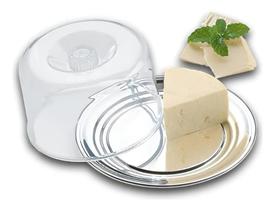Conjunto Queijeira Porta Queijo Alta Inox Com Tampa 16,5 Cm