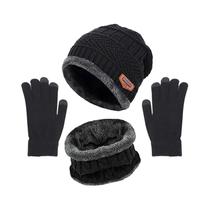 Conjunto Quente De Inverno: Gorro, Cachecol E Luvas Touch Screen (3 Peças) - Masculino E Feminino,