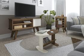 Conjunto Rack Artely Frank, Mesa De Centro Isis e Bar Drink Pinho com Off White