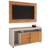 Conjunto Rack Bancada c/ Painel p/ TV's até 50 Polegadas 2 Portas Lubech Lindau Off White/Madeirado Conjunto Rack Bancada c/ Painel p/ TV's até 50 Polegadas 2 Portas Lubech Lindau Off White/Madeirado