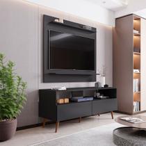 Conjunto Rack Bancada e Painel Adawi/Linden MDP/BP para TVs até 55 Preto G96 - Gran Belo