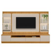 Conjunto Rack Com Painel Modulado Para Tv Até 70 E 2 Módulos Laterais Ripado Tauari-off White Conjunto Rack Com Painel Modulado Para Tv Até 70 E 2 Módulos Laterais Ripado Tauari-off White
