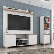 Conjunto Rack com Painel TV 40" e Livreiro Multimóveis CR45103 Branco/Siena