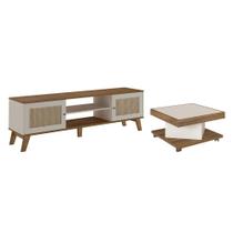 Conjunto Rack e Mesa de Centro Mackay Pinho Off White