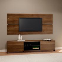 Conjunto Rack e Painel de TV 200cm Madeirado Preto Lilies Móveis