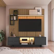 Conjunto Rack e Painel para TV até 55 Polegadas com LED Aurora Mel/Grafite Conjunto Rack e Painel para TV até 55 Polegadas com LED Aurora Mel/Grafite