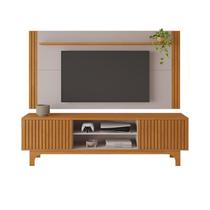 Conjunto Rack e Painel Trunfo para TV até 70" Ripado Sala