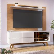 Conjunto Rack Noronha E Painel Leme TV 70 Pol Com Pés Madeira E Adega Freijó Off Conjunto Rack Noronha E Painel Leme TV 70 Pol Com Pés Madeira E Adega Freijó Off