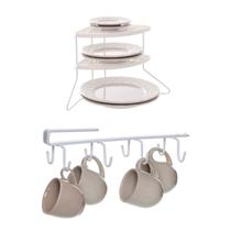 Conjunto Rack P/ Pratos e Organizador de Xícaras Louças Utensílios Multiúso Resistente Armário Cozinha Despensa