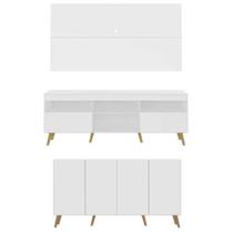 Conjunto Rack/painel /aparador Multimóveis Branco/natural Conjunto Rack/painel /aparador Multimóveis Branco/natural