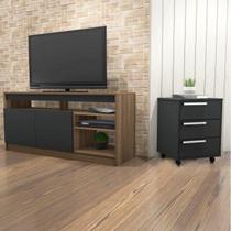 Conjunto Rack para TV até 48 Polegadas 2 Portas e Gaveteiro Multiuso Modern Office Estilare