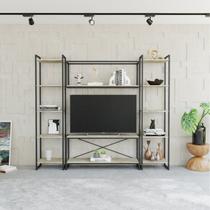 Conjunto Rack para TV até 50 Polegadas 1 Nicho Aéreo 2 Estante Estilo Industrial Active Yescasa