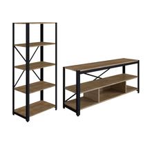 Conjunto Rack para TV até 60 Polegadas e Estante Multiuso Steel Light Vermont Preto Industrial Artesano Conjunto Rack para TV até 60 Polegadas e Estante Multiuso Steel Light Vermont Preto Industrial Artesano