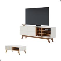 Conjunto Rack para TV e Mesa de Centro Isabel Off-White Freijo