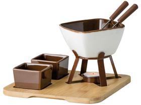 Conjunto Raclette e Aparelho de Fondue Cerâmica - Hauskraft Branco e Marrom Bilzen 8 Peças Conjunto Raclette e Aparelho de Fondue Cerâmica - Hauskraft Branco e Marrom Bilzen 8 Peças
