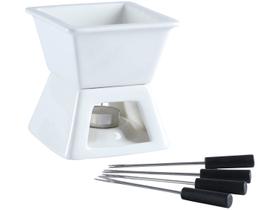 Conjunto Raclette e Aparelho de Fondue Cerâmica - Hauskraft Branco Gante 7 Peças