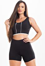 Conjunto Racy Fitness Feminino Short com Detalhe Cintura Alta e Cropped Regata REF:CSV20