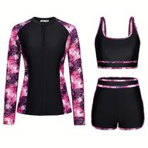 Conjunto Rash Guard Kate Kasin 2025 UPF 50+ de manga comprida para mulheres