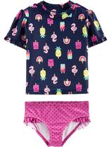Conjunto Rashguard Simple Joys da Carter's Girls Navy/Pink 5T
