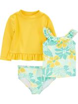 Conjunto Rashguard Simple Joys de Carter's Girls amarelo/verde 18M