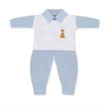 Conjunto Realeza Azul Bebê E Branco