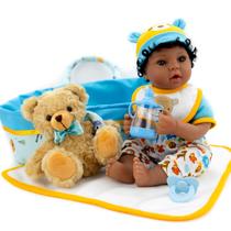 Conjunto Reborn Baby Doll Aori Black de 18 polegadas para menino com cama transportadora Conjunto Reborn Baby Doll Aori Black de 18 polegadas para menino com cama transportadora