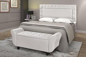 Conjunto Recamier Baú Cabeceira Cama Classic 140 cm Sapateira Puff Closet Nicho Organizador Decoração Banco Elegante Calçadeira Roupas Enxoval