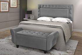 Conjunto Recamier Baú Cabeceira Cama Classic 160 cm Sapateira Puff Closet Nicho Organizador Decoração Banco Elegante Calçadeira Roupas Enxoval