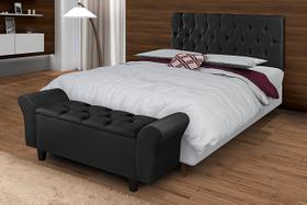 Conjunto Recamier Baú Cabeceira Cama Lara 140 cm Sapateira Puff Closet Nicho Organizador Decoração Banco Elegante Brinquedo Calçadeira Roupas Enxoval