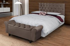 Conjunto Recamier Baú Cabeceira Cama Lara 160 cm Sapateira Puff Closet Nicho Organizador Decoração Banco Elegante Brinquedo Calçadeira Roupas Enxoval