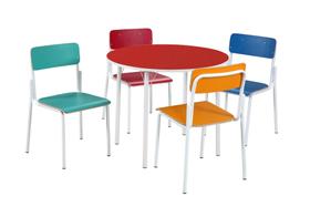 Conjunto Redondo Juvenil Vermelho c/ Cadeiras em Fórmica Conjunto Redondo Juvenil Vermelho c/ Cadeiras em Fórmica