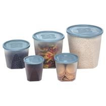 Conjunto Redondo Porta Mantimentos 5 peças Azul Jaguar Conjunto Redondo Porta Mantimentos 5 peças Azul Jaguar