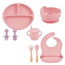 Conjunto Refeição Bebê Prato Babador Copo Talheres Silicone