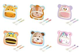 Conjunto Refeição Infantil Prato C/ Divisão + Talheres- Zoop