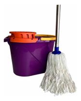 Conjunto Refil Mop Com Cabo 1,48mt+ Balde 14lt Espremedor