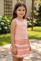 Conjunto Regata Coração bordado C/ Short-saia Quizur No 4 Conjunto Regata Coração bordado C/ Short-saia Quizur No 4