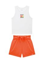 Conjunto regata cropped Shorts Laranja Nina Go