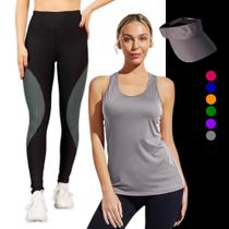 CONJUNTO REGATA DRY FIT Tecido furadinho + CALÇA leg LEGGING REDINHA + Viseira DRY 1007