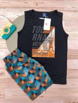 Conjunto Regata E Bermuda De Tactel Pipa Cor:PretoTamanho:8