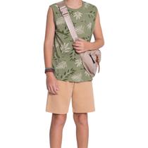 Conjunto regata e bermuda natureza infantil menino Alakazoo